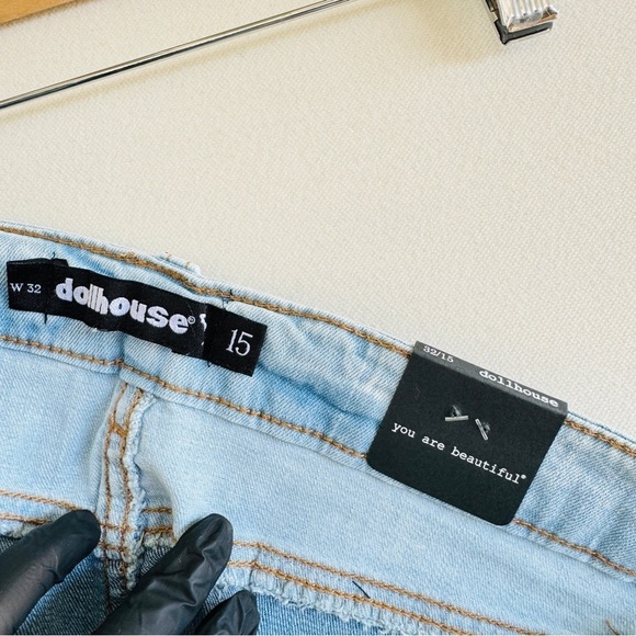 Dollhouse Womens Denim Mini Skirt Blue Size Juniors 15 Casual Summer Vacation - Picture 3 of 8
